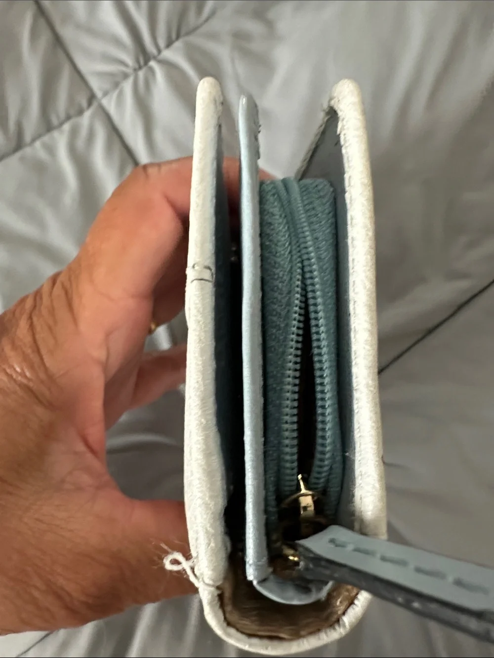 Lodis White Pebbled Leather Zip Wallet